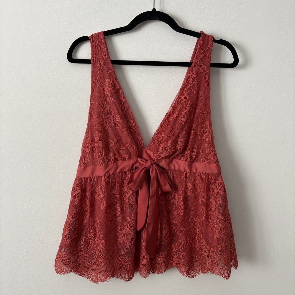 Free People Lace Babydoll Tank Size L Fairy Coquette Feminine Romantic Ethereal